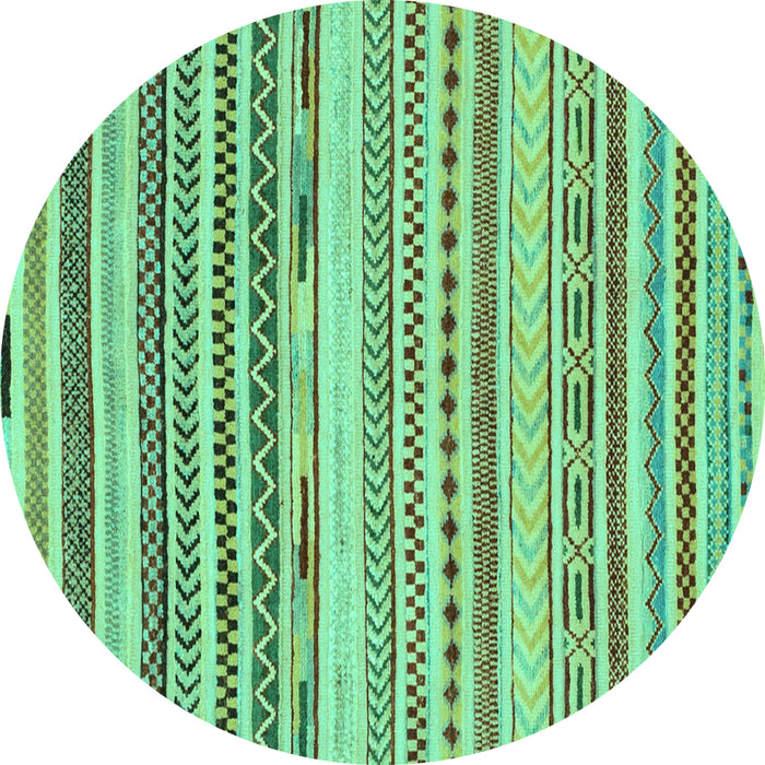Round Machine Washable Abstract Turquoise Modern Area Rugs, wshabs2241turq