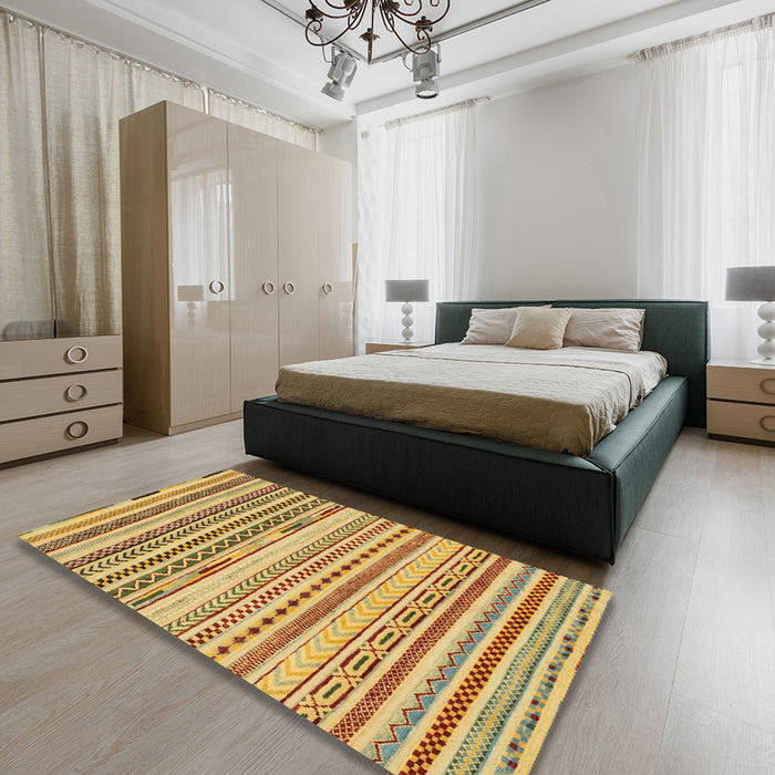 Abstract Red Modern Rug in a Bedroom, abs2241