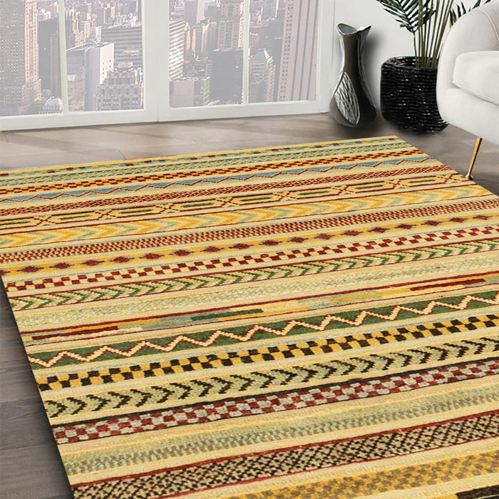 Abstract Red Modern Rug in Family Room, abs2241