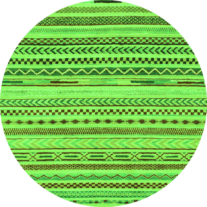 Round Machine Washable Abstract Green Modern Area Rugs, wshabs2241grn