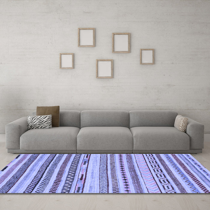 Machine Washable Abstract Blue Modern Rug in a Living Room, wshabs2241blu