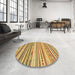 Round Machine Washable Abstract Red Rug in a Office, wshabs2241