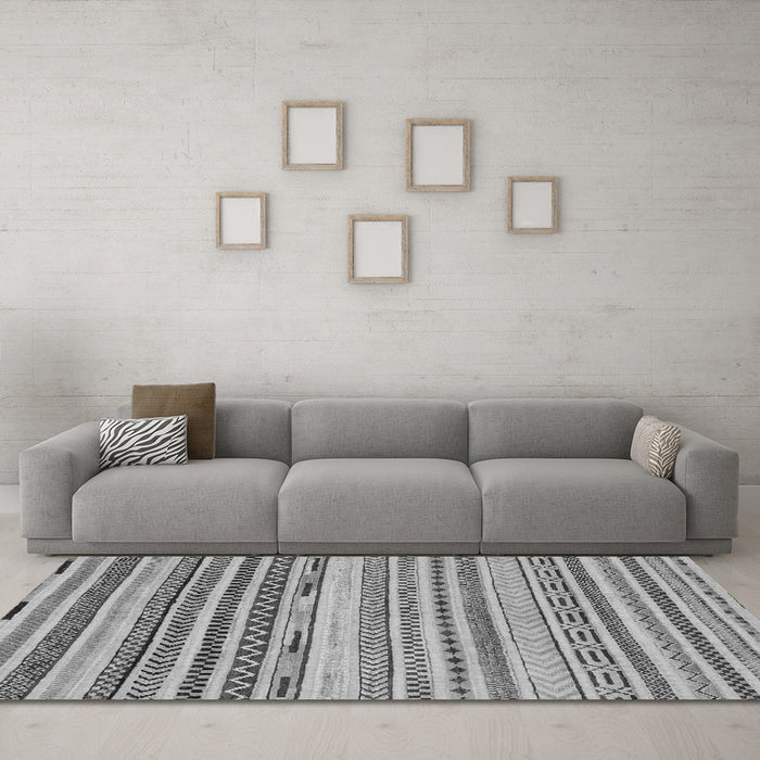 Machine Washable Abstract Gray Modern Rug in a Living Room,, wshabs2241gry