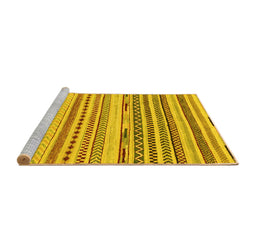 Sideview of Machine Washable Abstract Yellow Modern Rug, wshabs2241yw
