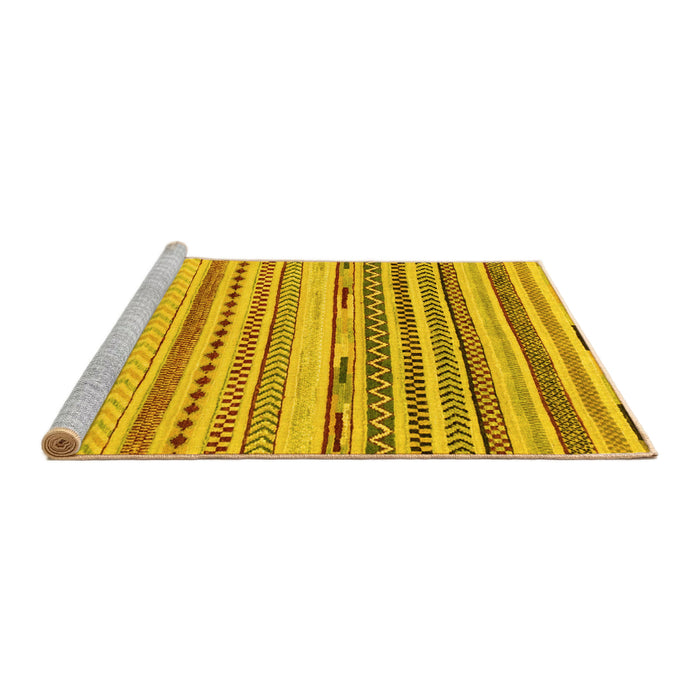 Sideview of Machine Washable Abstract Yellow Modern Rug, wshabs2241yw