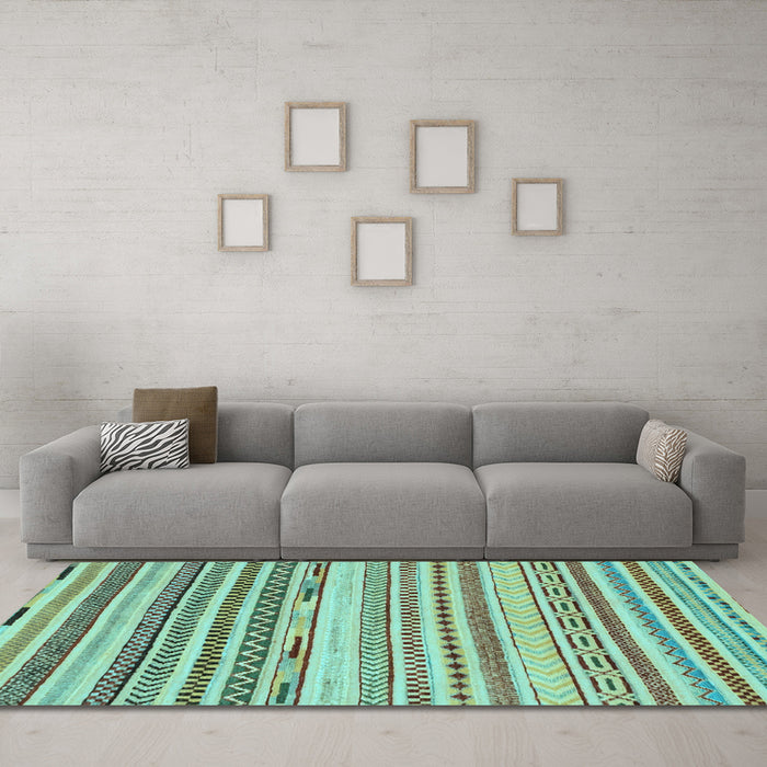 Machine Washable Abstract Light Blue Modern Rug in a Living Room, wshabs2241lblu