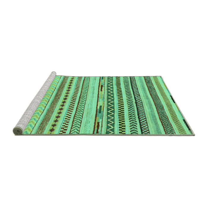 Sideview of Machine Washable Abstract Turquoise Modern Area Rugs, wshabs2241turq