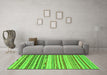 Machine Washable Abstract Green Modern Area Rugs in a Living Room,, wshabs2241grn