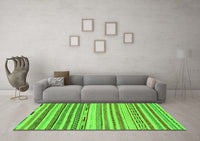 Machine Washable Abstract Green Modern Rug, wshabs2241grn