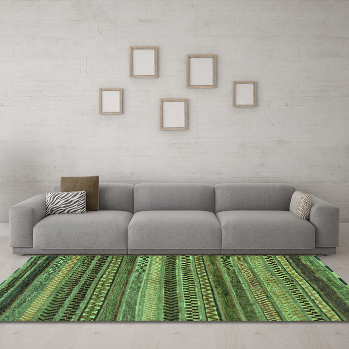 Machine Washable Abstract Turquoise Modern Area Rugs in a Living Room,, wshabs2242turq
