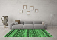 Machine Washable Abstract Emerald Green Modern Rug, wshabs2242emgrn