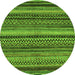 Round Machine Washable Abstract Green Modern Area Rugs, wshabs2242grn