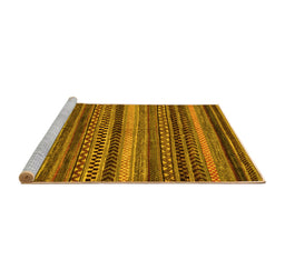 Sideview of Machine Washable Abstract Yellow Modern Rug, wshabs2242yw
