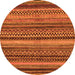 Round Abstract Orange Modern Rug, abs2242org