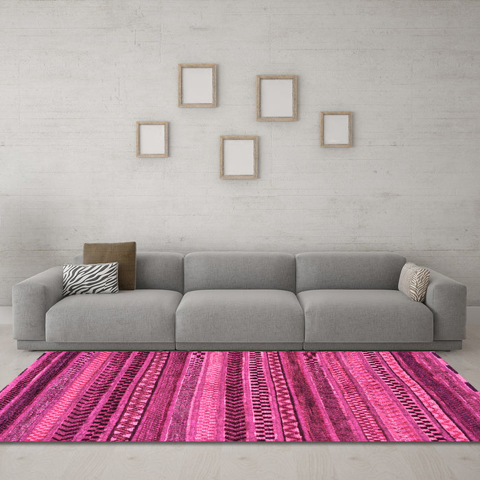 Machine Washable Abstract Pink Modern Rug in a Living Room, wshabs2242pnk