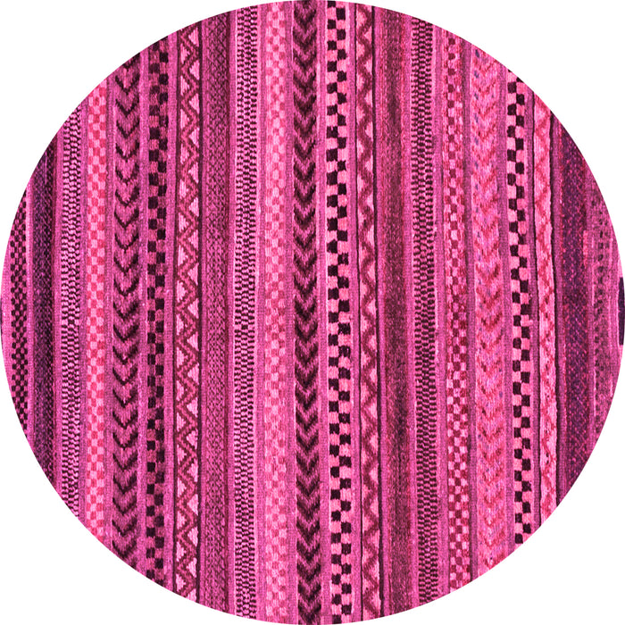 Round Machine Washable Abstract Pink Modern Rug, wshabs2242pnk