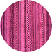 Round Machine Washable Abstract Pink Modern Rug, wshabs2242pnk