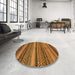 Round Abstract Red Modern Rug in a Office, abs2242