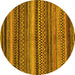 Round Machine Washable Abstract Yellow Modern Rug, wshabs2242yw