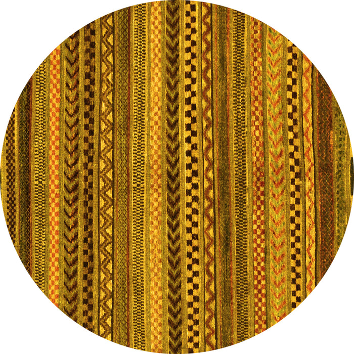 Round Abstract Yellow Modern Rug, abs2242yw