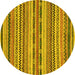 Round Abstract Yellow Modern Rug, abs2243yw