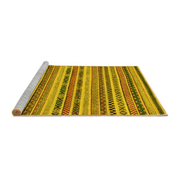 Sideview of Machine Washable Abstract Yellow Modern Rug, wshabs2243yw