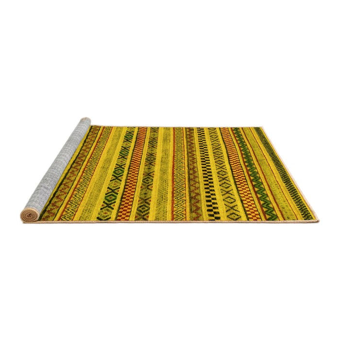 Sideview of Machine Washable Abstract Yellow Modern Rug, wshabs2243yw