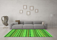 Machine Washable Abstract Green Modern Rug, wshabs2243grn