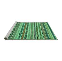 Sideview of Machine Washable Abstract Turquoise Modern Area Rugs, wshabs2243turq