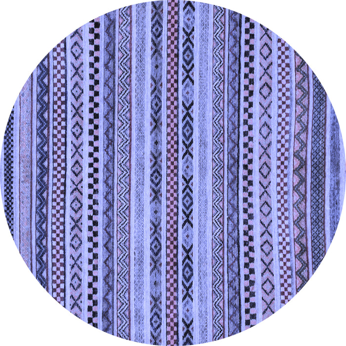 Round Abstract Blue Modern Rug, abs2243blu