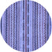 Round Abstract Blue Modern Rug, abs2243blu