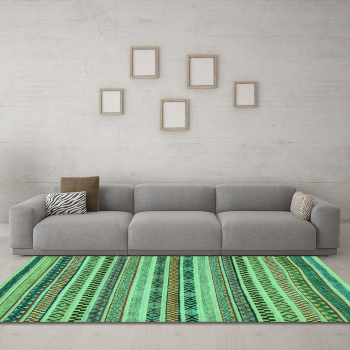 Machine Washable Abstract Turquoise Modern Area Rugs in a Living Room,, wshabs2243turq