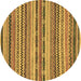 Round Abstract Brown Modern Rug, abs2243brn