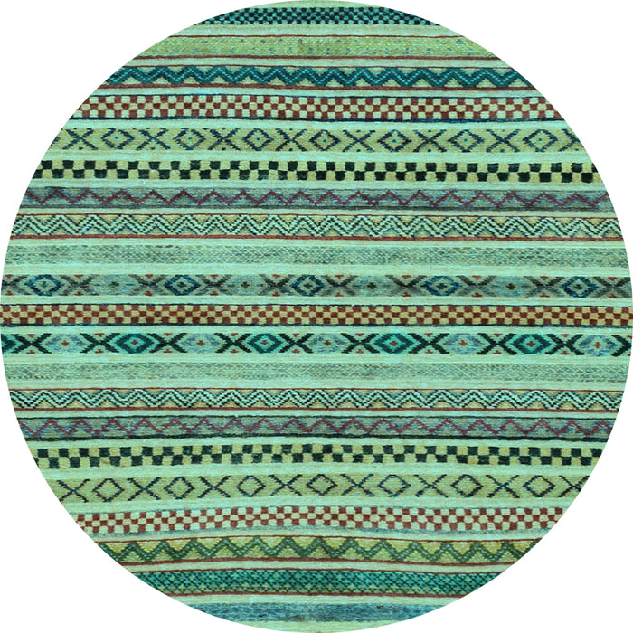 Round Abstract Light Blue Modern Rug, abs2243lblu