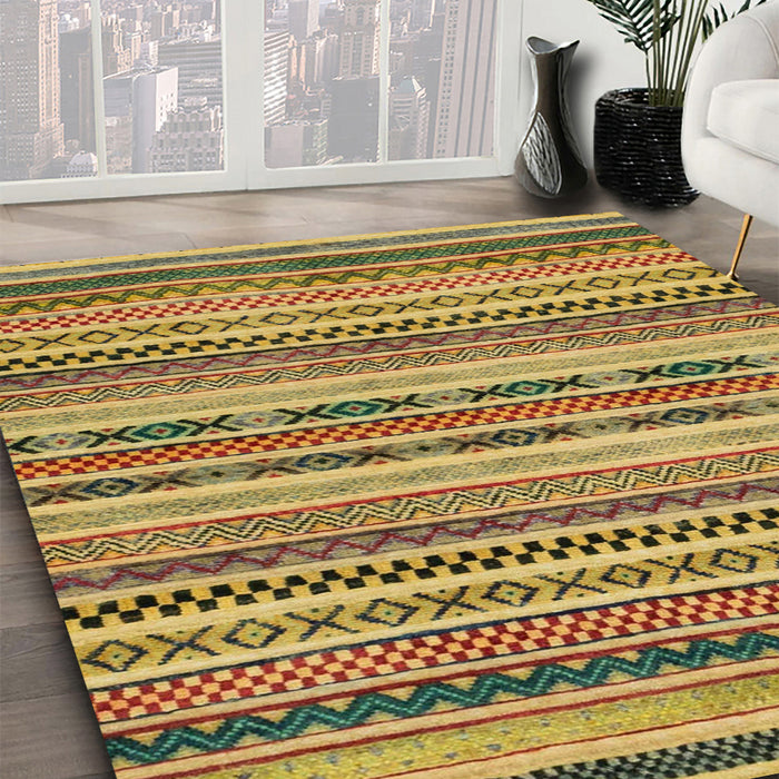 Machine Washable Abstract Yellow Rug in a Family Room, wshabs2243