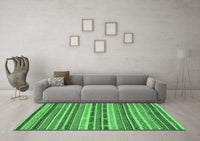 Machine Washable Abstract Emerald Green Modern Rug, wshabs2243emgrn