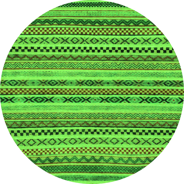 Round Abstract Green Modern Rug, abs2243grn