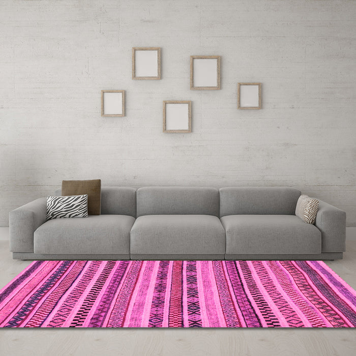 Machine Washable Abstract Pink Modern Rug in a Living Room, wshabs2243pnk