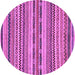 Round Machine Washable Abstract Purple Modern Area Rugs, wshabs2243pur