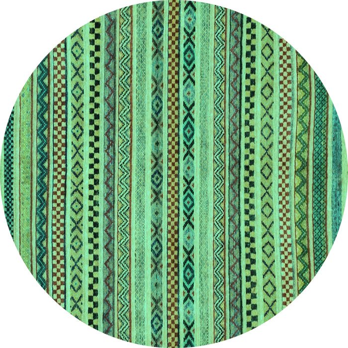 Round Abstract Turquoise Modern Rug, abs2243turq