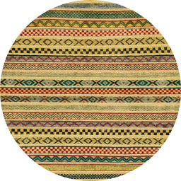 Round Machine Washable Abstract Yellow Rug, wshabs2243