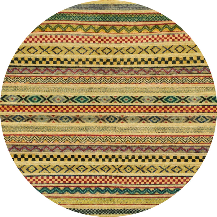 Round Machine Washable Abstract Yellow Rug, wshabs2243