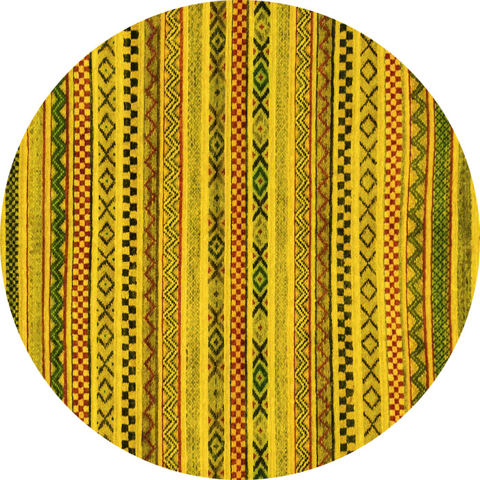 Round Machine Washable Abstract Yellow Modern Rug, wshabs2243yw