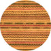 Round Machine Washable Abstract Orange Modern Area Rugs, wshabs2243org