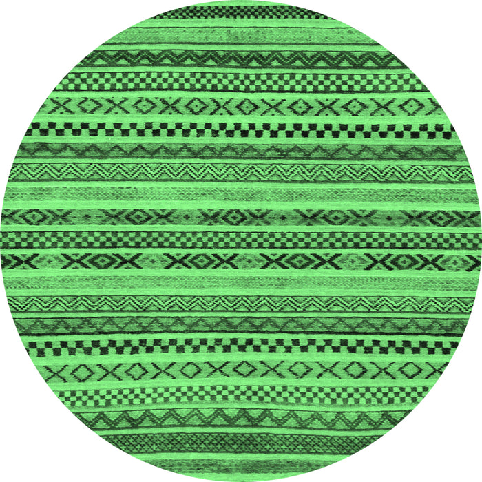 Round Abstract Emerald Green Modern Rug, abs2243emgrn