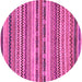 Round Machine Washable Abstract Pink Modern Rug, wshabs2243pnk