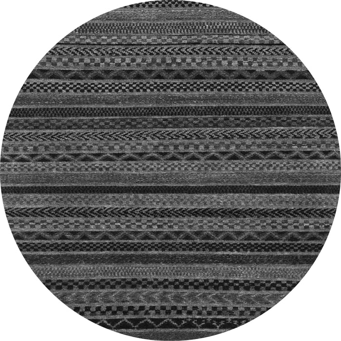 Round Machine Washable Oriental Gray Modern Rug, wshabs2244gry