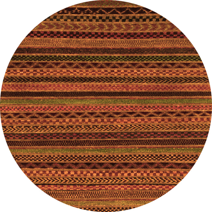 Round Machine Washable Oriental Orange Modern Area Rugs, wshabs2244org