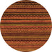 Round Machine Washable Oriental Orange Modern Area Rugs, wshabs2244org