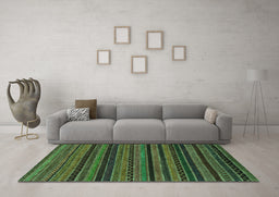 Machine Washable Oriental Turquoise Modern Area Rugs in a Living Room,, wshabs2244turq